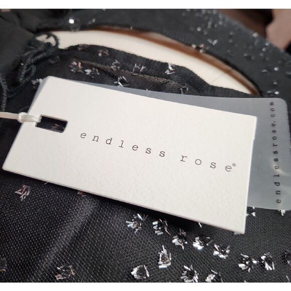 Endless Rose Black Sheer Embellished Blouse Size S NWT - Picture 6 of 7